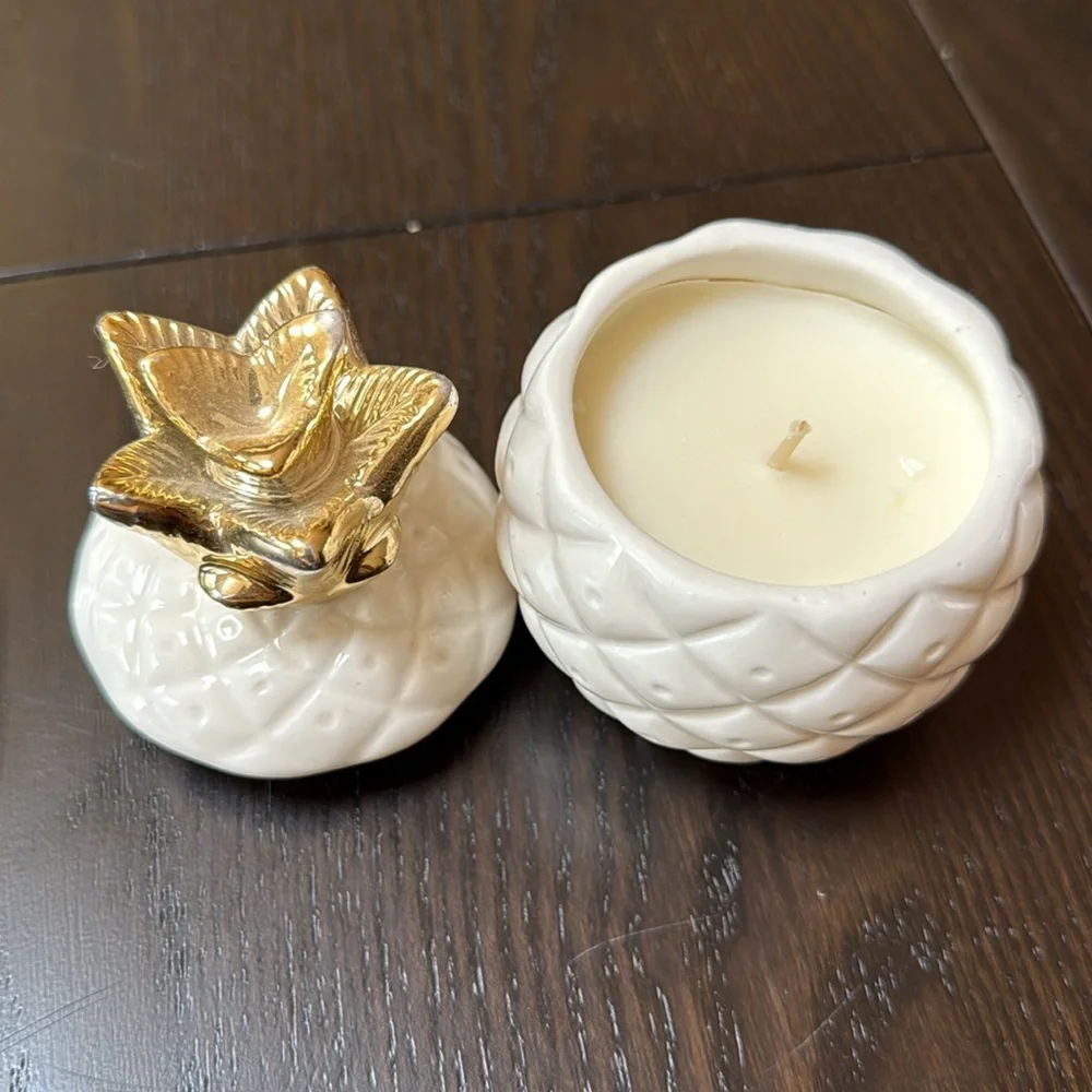 NWT WEST ELM Gold and Cream Pineapple Decorative Accent